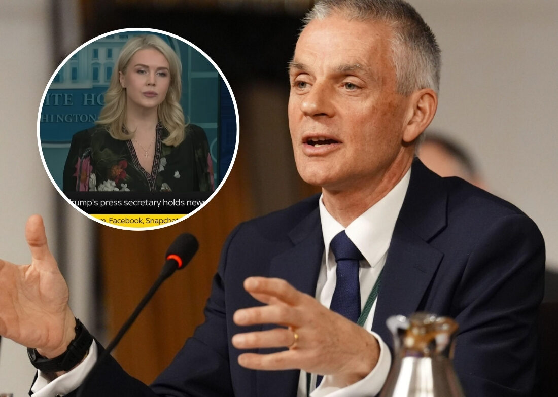 Karoline Leavitt wasted no time in dancing on Tim Davie’s grave after he resigned as BBC director general amid a boas row.