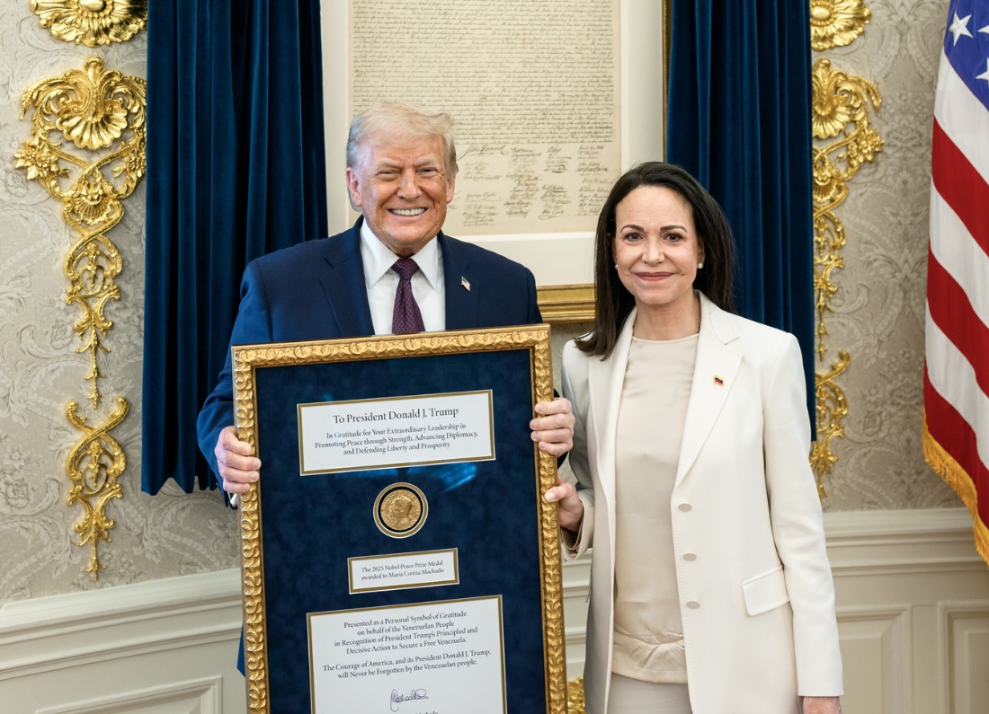 Trump confirms he plans to keep Machado’s 2025 Nobel Peace Prize medal.