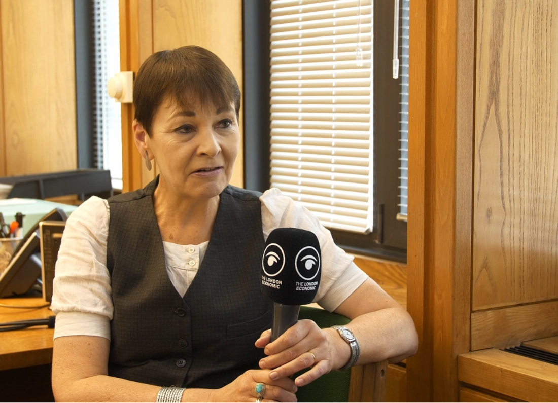Former Green Party MP Caroline Lucas speaking during an interview.