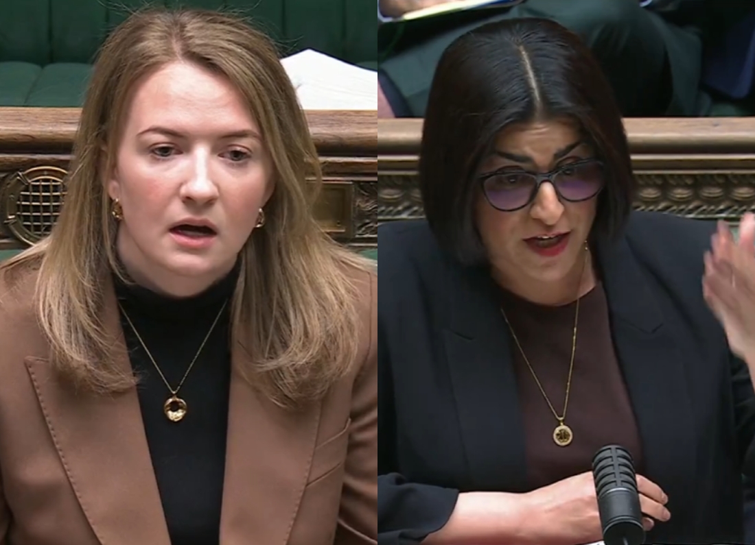 Conservative MP Katie Lam and Justice Secretary Shabana Mahmood speak during an exchange in the House of Commons.