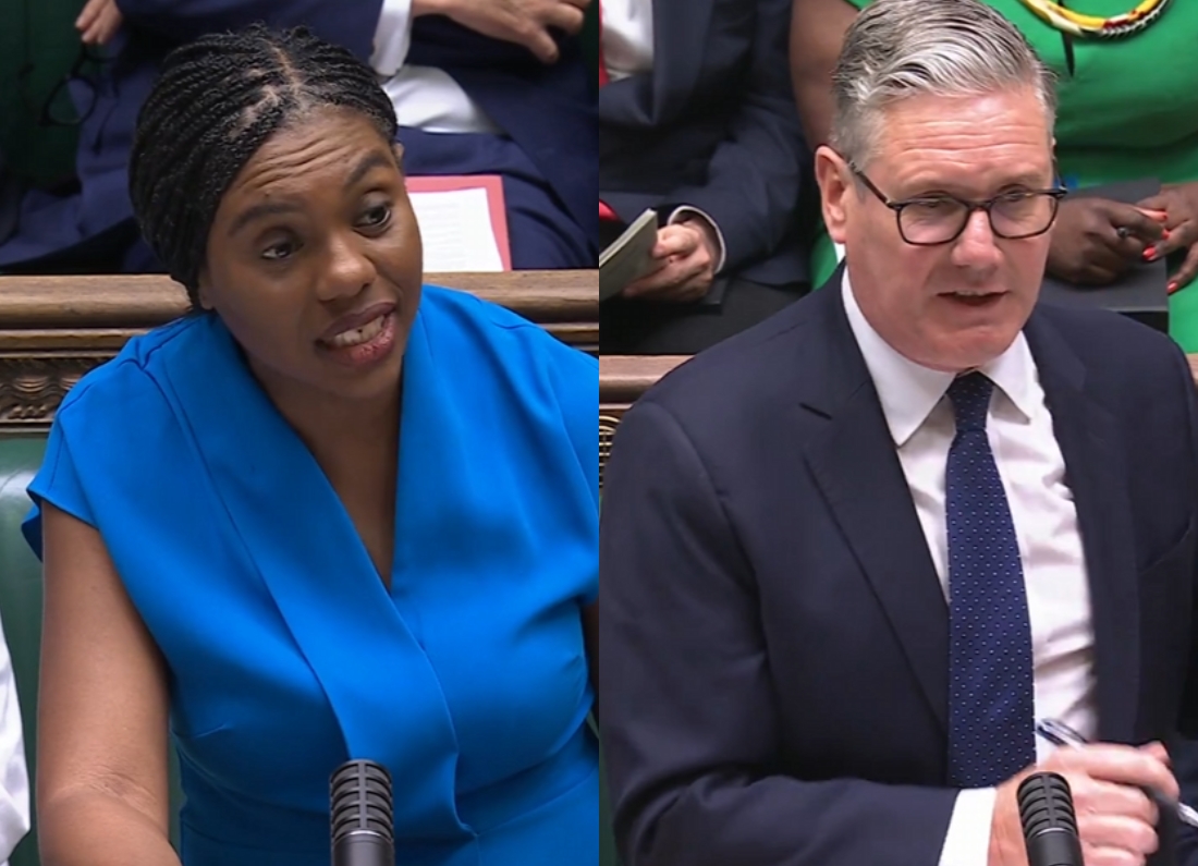 Kemi Badenoch and Keir Starmer speaking in the House of Commons during Prime Minister’s Questions.