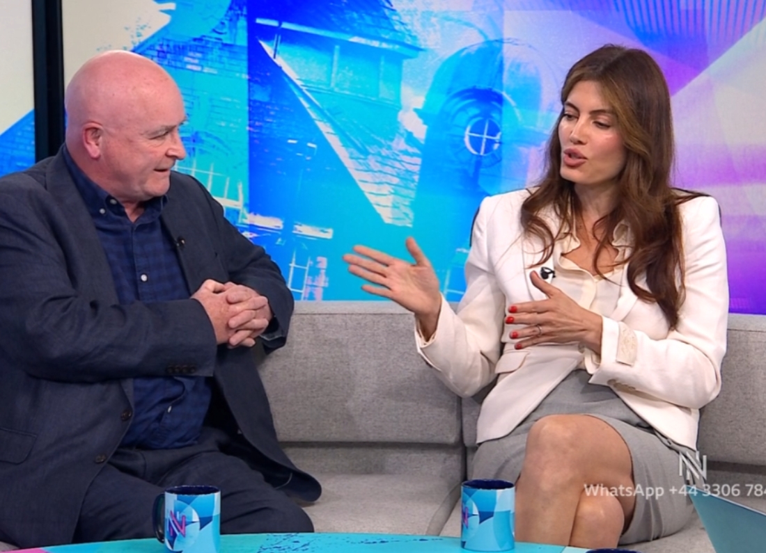Trade union leader Mick Lynch and Reform UK representative Laila Cunningham debate political issues during a BBC Newsnight discussion.
