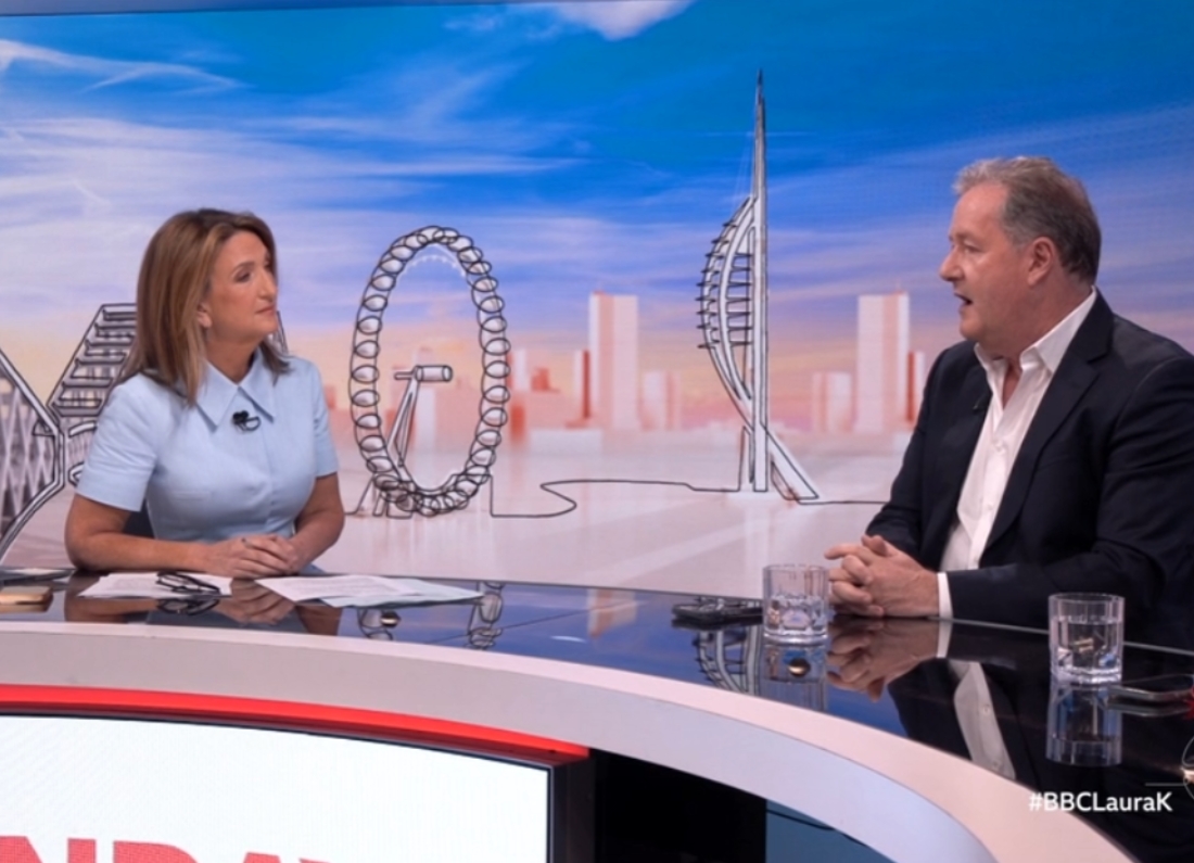 Piers Morgan speaking on a BBC Sunday politics programme during a discussion about Nigel Farage and the £5 million gift row.