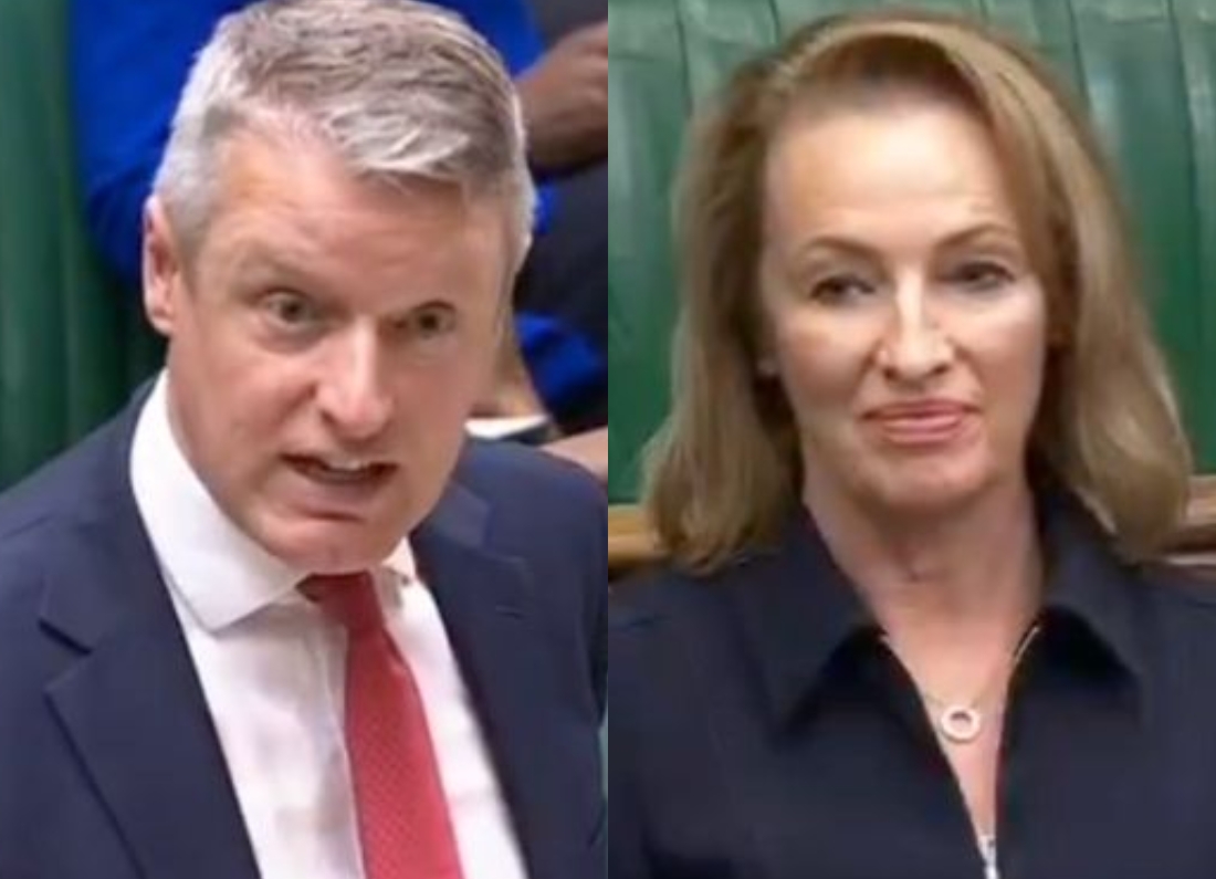 Reform UK MP Sarah Pochin and Defence Minister Luke Pollard during an exchange in the House of Commons.