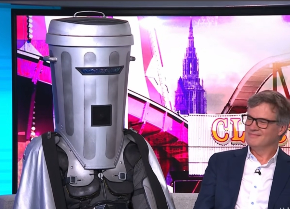 Count Binface appearing on Newsnight during coverage of the Clacton by-election.