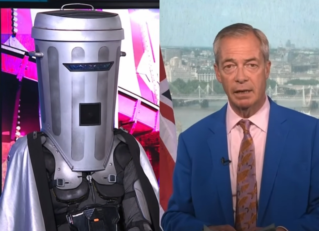 Count Binface and Nigel Farage shown side by side in a composite image about the Clacton by-election.