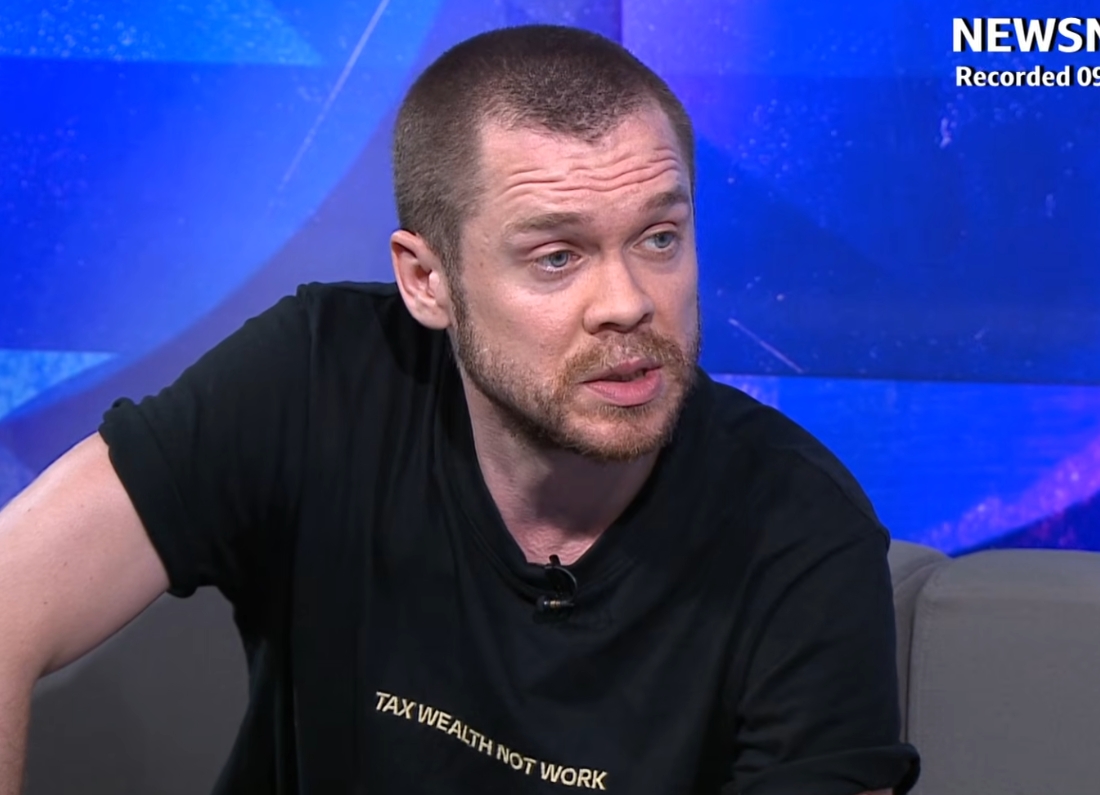 Economist and campaigner Gary Stevenson speaks during a Newsnight interview about wealth taxes, inequality and Andy Burnham.