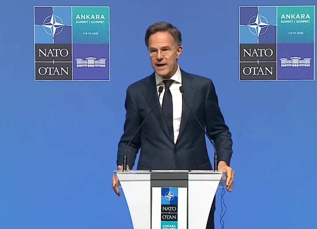 NATO Secretary General Mark Rutte speaks at a press conference during the Ankara summit.