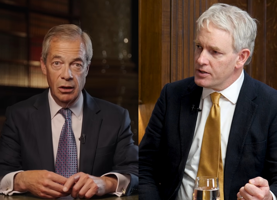 Nigel Farage and Reform UK MP Danny Kruger shown side by side in a composite image.