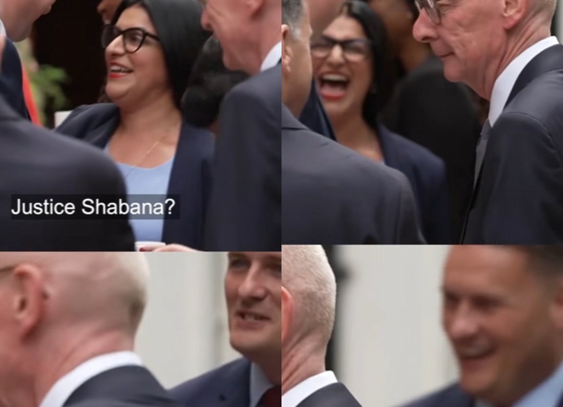 Shabana Mahmood and Wes Streeting laughing with Cabinet colleagues in the Downing Street garden after a joke about releasing prisoners.