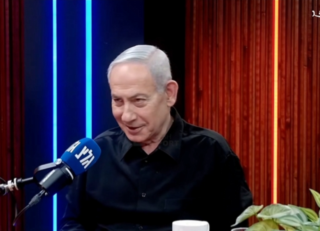 Benjamin Netanyahu speaking during the podcast in which he called the UK the Islamic Republic of Britain