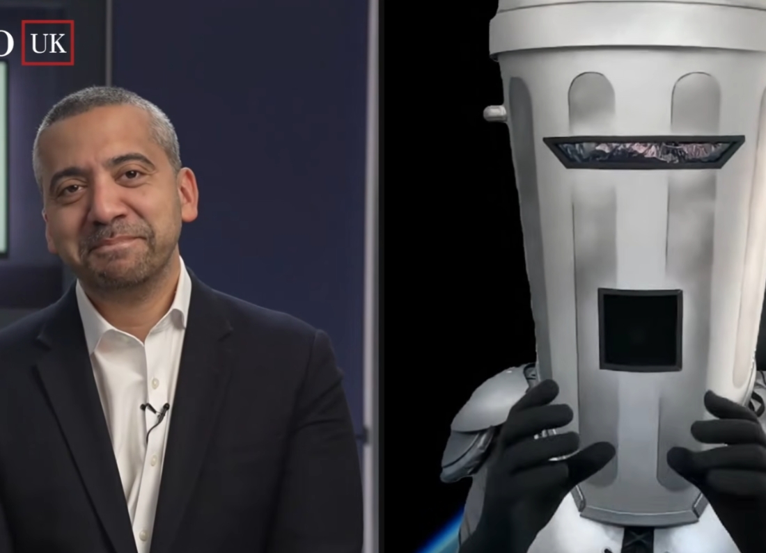 Count Binface speaking to Mehdi Hasan during a Zeteo interview before the Clacton by-election.