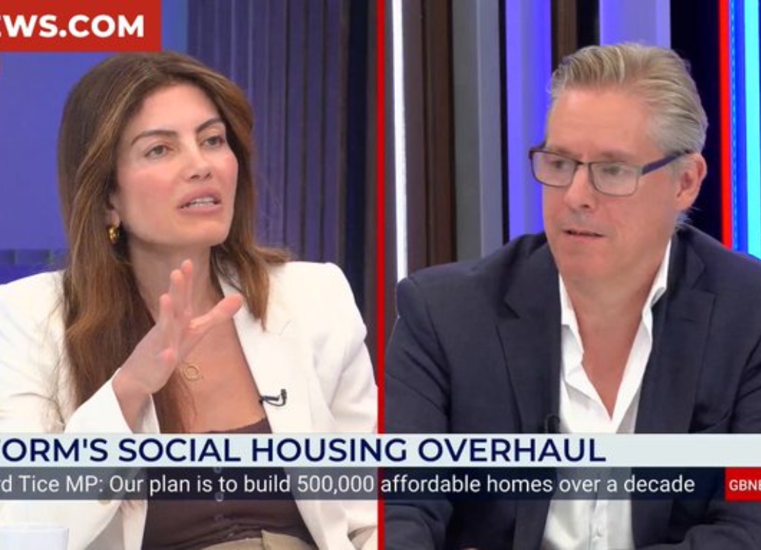 Laila Cunningham and Dan Hodges discussing Reform UK’s social housing policy on GB News