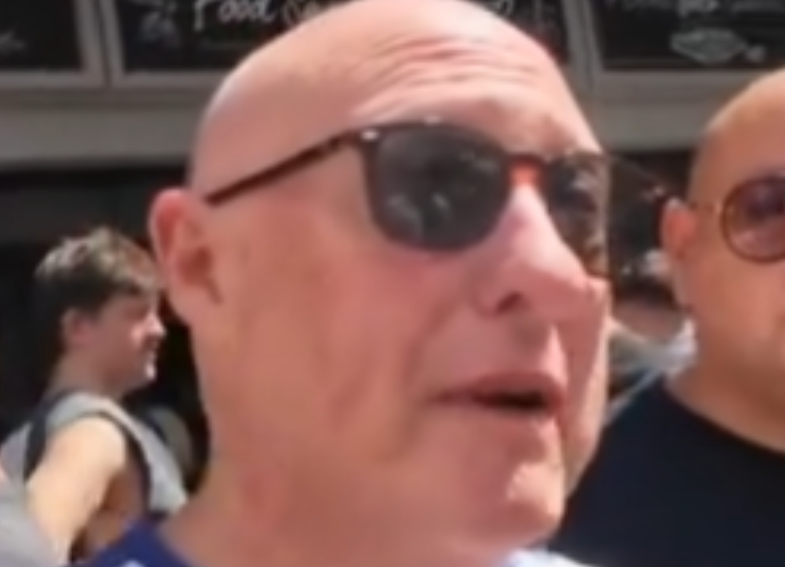 Protester describing pubs and betting shops as what he misses about old England during a viral street interview