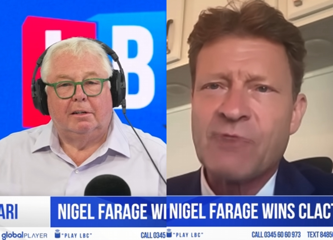 Richard Tice speaking during an LBC interview about Nigel Farage missing the Clacton by-election count