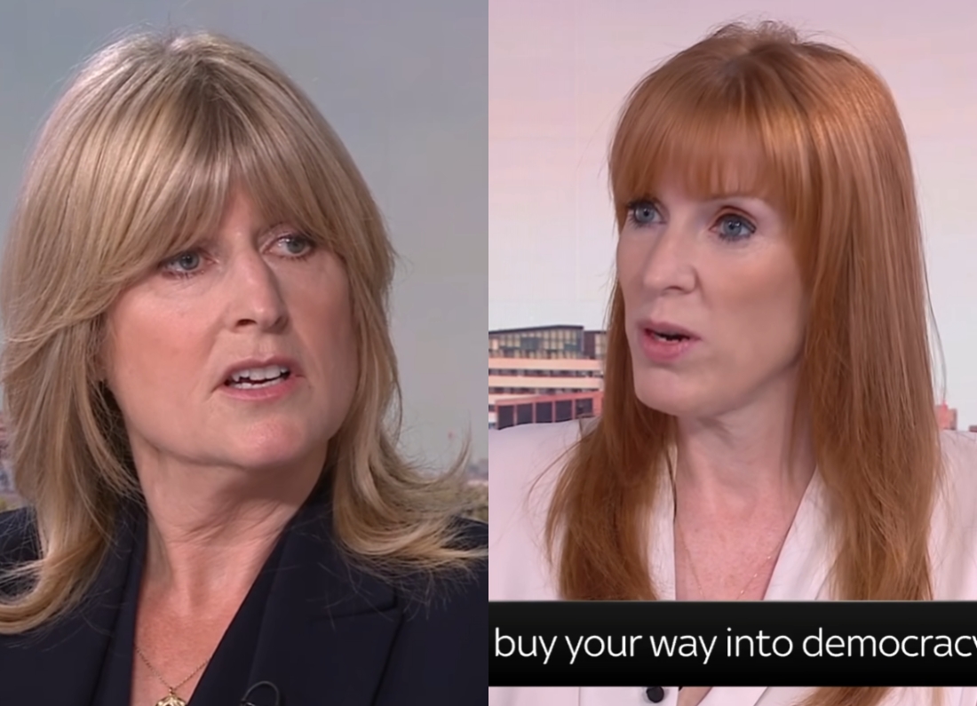 Angela Rayner and Rachel Johnson during a televised interview