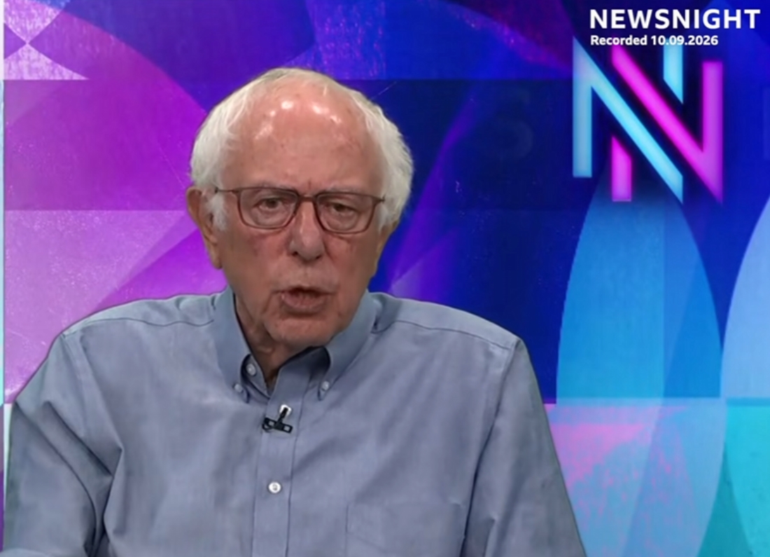 Bernie Sanders speaking during a BBC Newsnight interview about the risks of advanced artificial intelligence