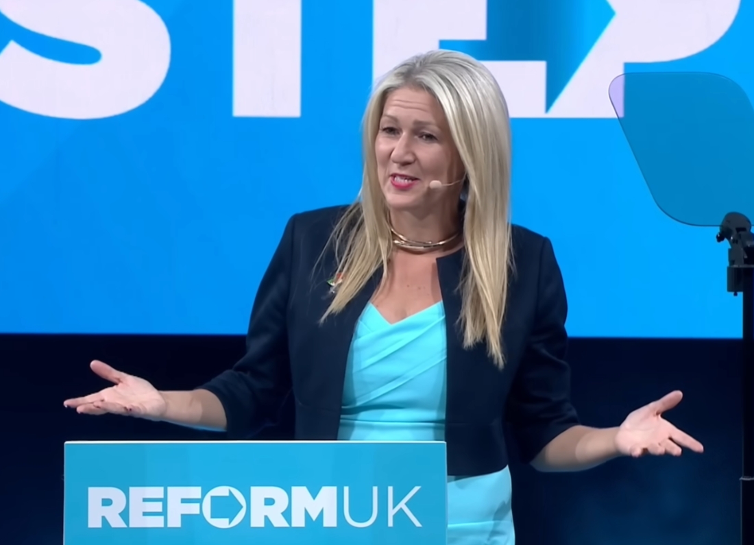 Laura Anne Jones speaking after being named deputy leader of Reform UK in Wales
