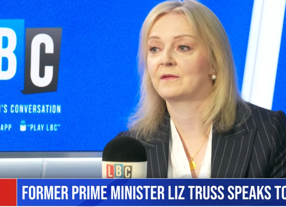 Former prime minister Liz Truss speaking during an interview after claiming the Bank of England was “set up by Tony Blair”.