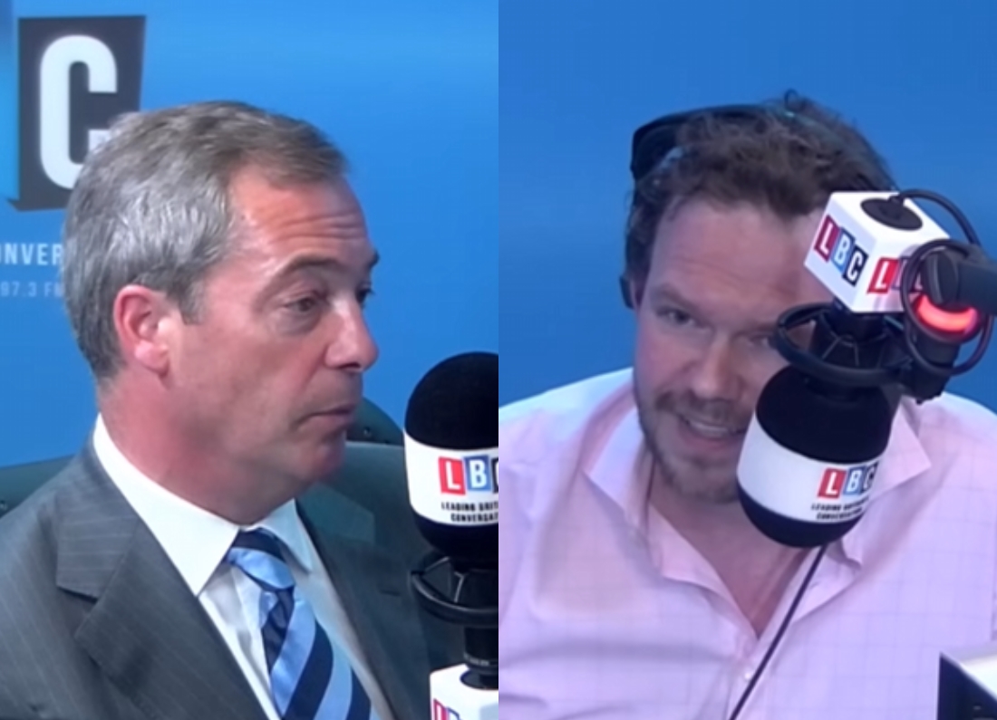 Nigel Farage being interviewed by James O’Brien at LBC in 2014