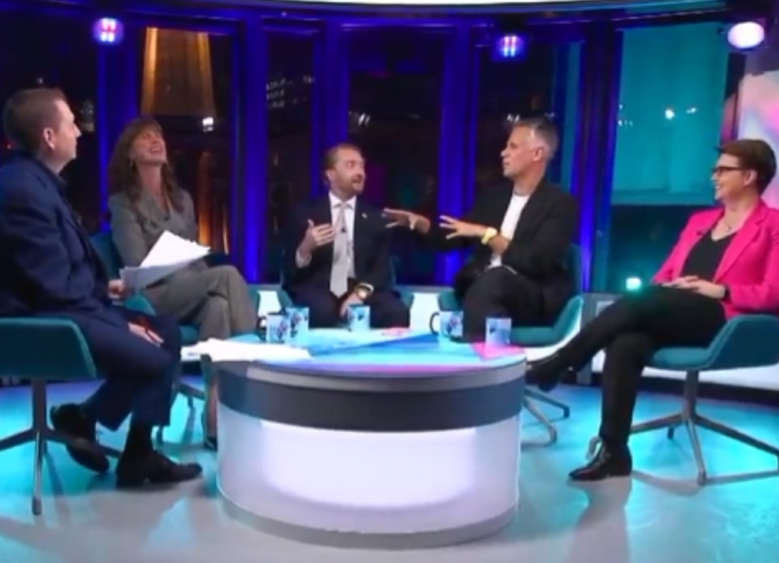 Reform UK councillor Jaymey McIvor appearing on BBC Newsnight during a discussion about the party’s internal donations investigation.