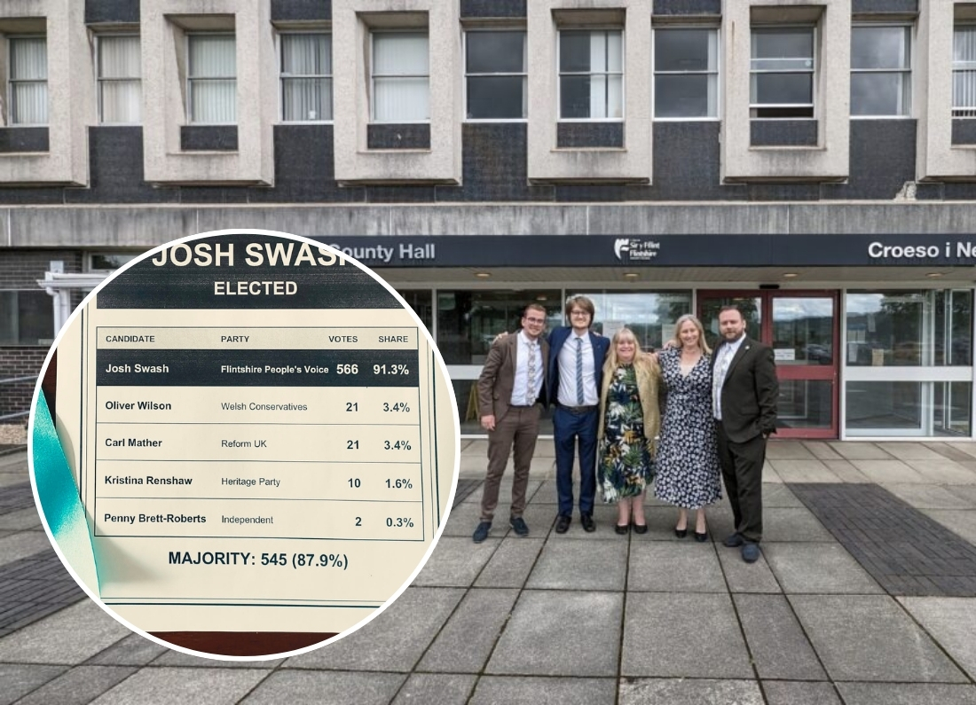 Josh Swash of Flintshire People’s Voice, who won 91.3% of the vote in the Higher Kinnerton council by-election.