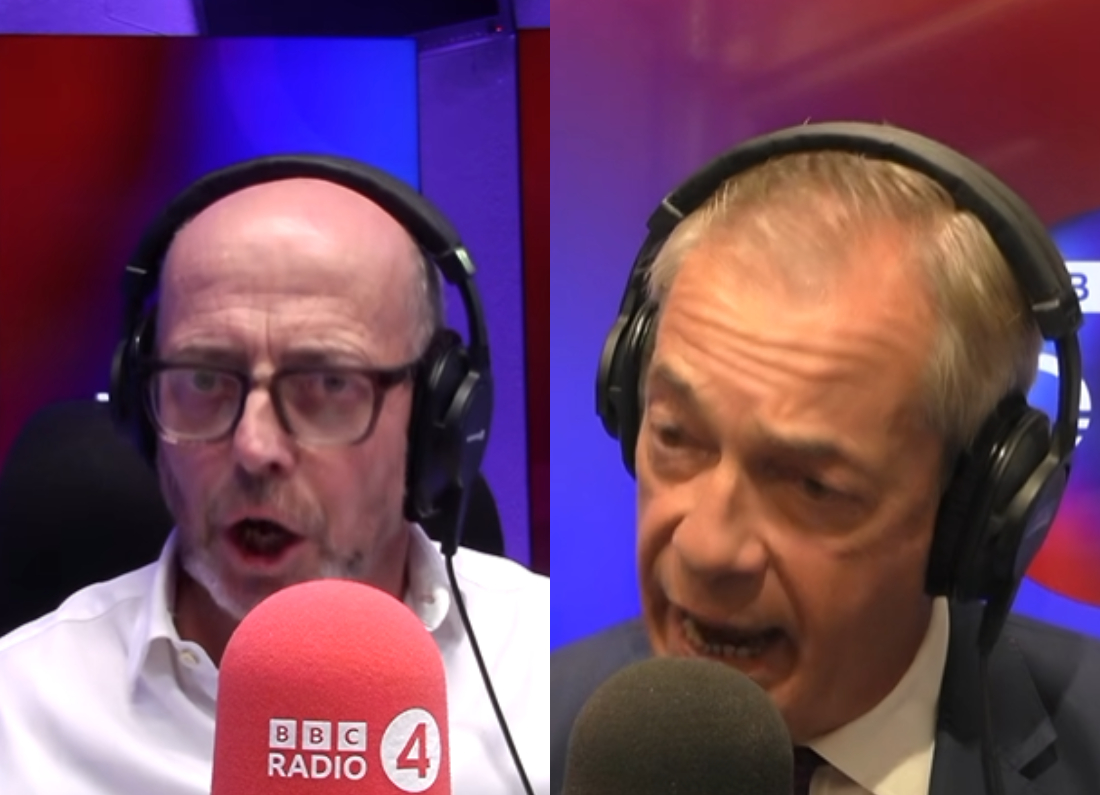Nigel Farage, who was challenged by Nick Robinson on BBC Radio 4's Today programme about Reform UK's candidate vetting and political donations.